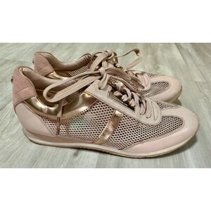 MICHAEL KORS‎ Pink Rose Gold Mesh Leather Lace Up Sneakers Women's Size 8